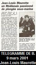 Le Télégramme de Brest, 9 mars 2001